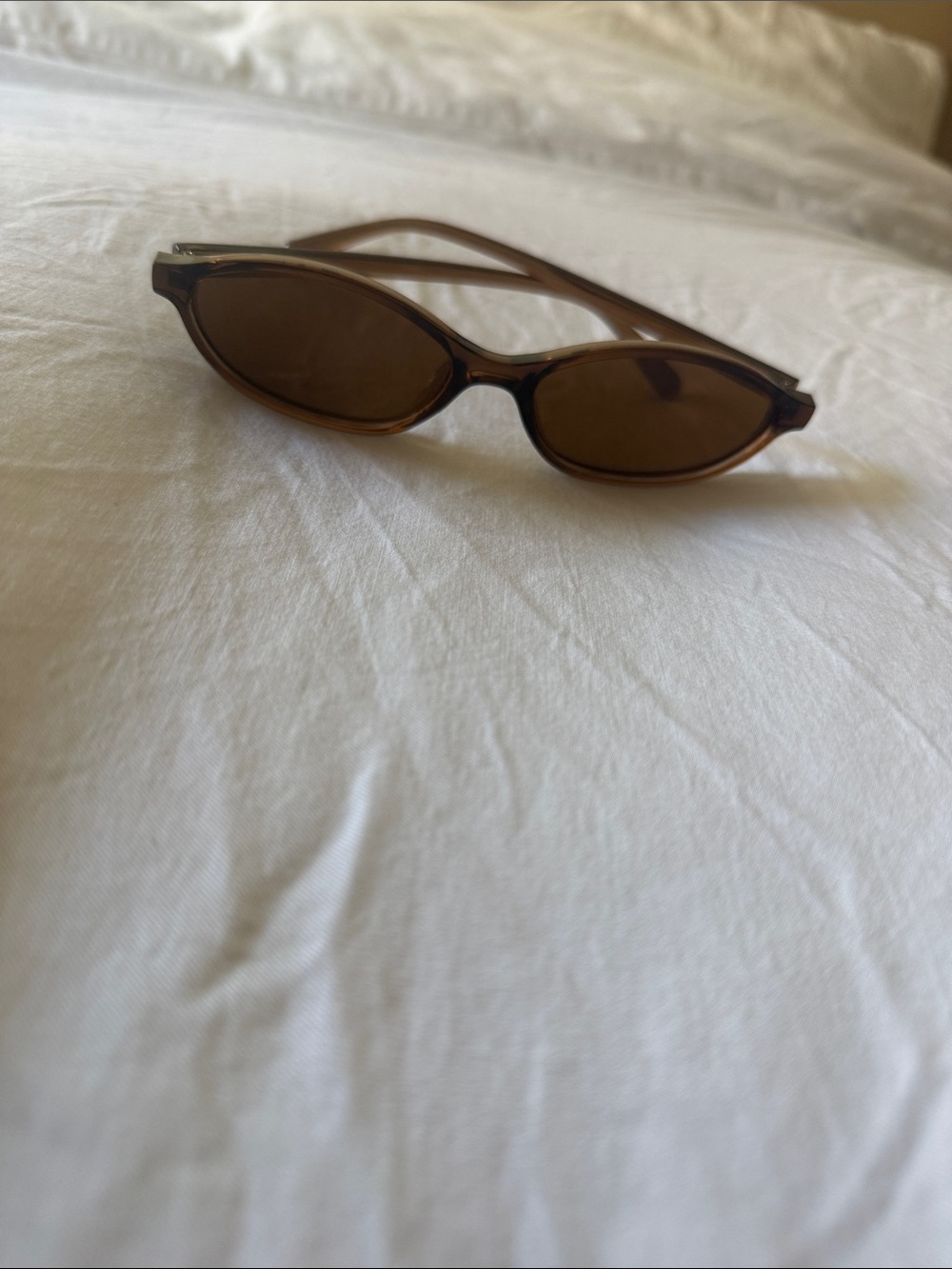 Slim Oval Brown Sunglasses for Women - Classic Neutral Shade